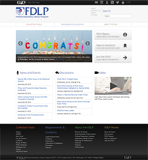 FDLP.gov beta site homepage.