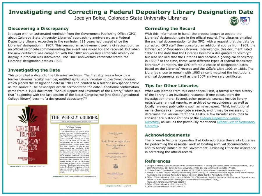 Investigating and Correcting a Federal Depository Library Designation Date