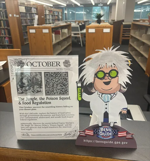 The State Library of Louisiana got a visit from Ben dressed as an FDA Scientist!